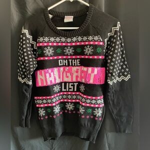Well Worn Black Holiday Sweater with White Fair Isle